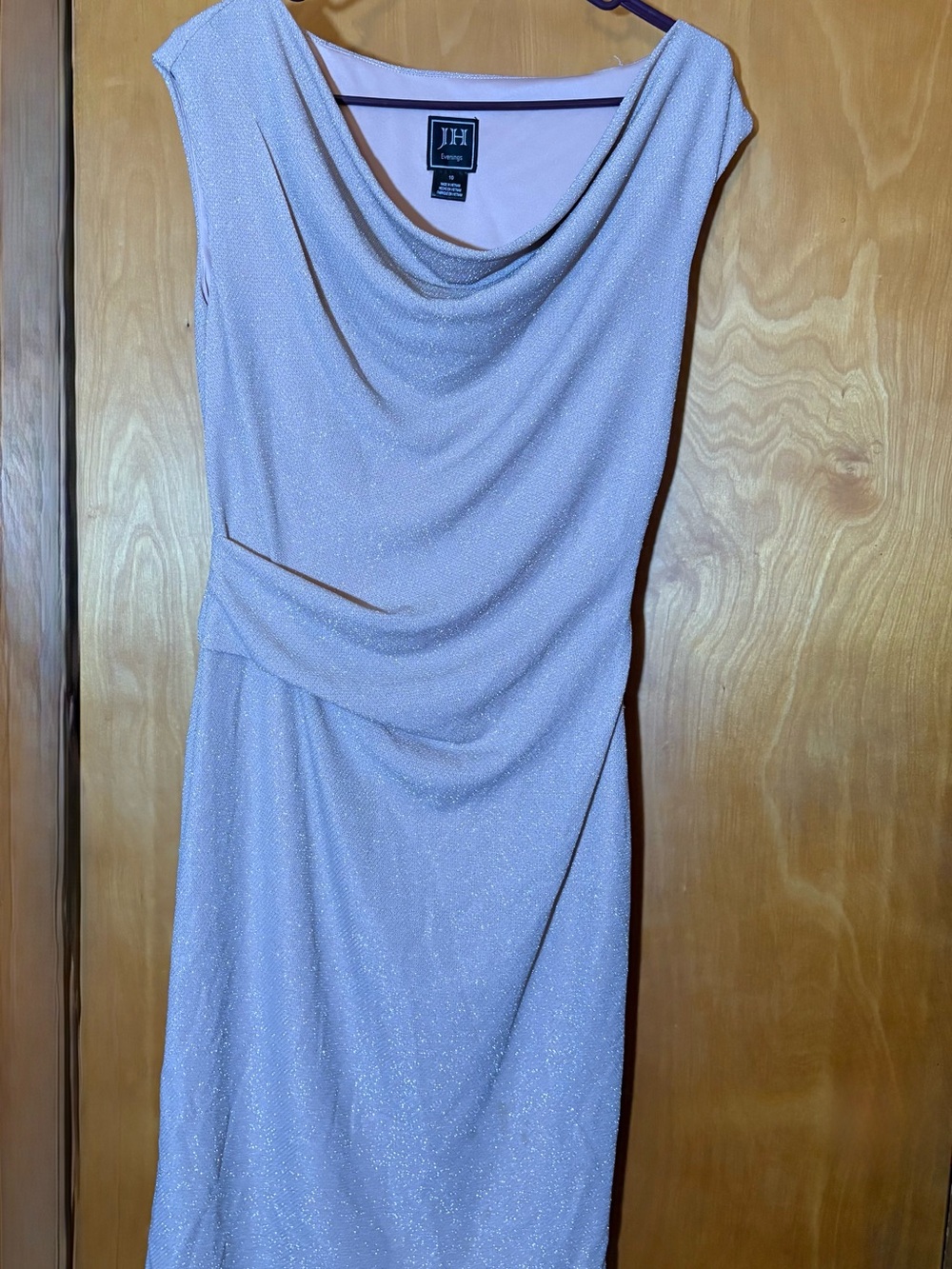 JH Collectibles Sparkle Cowl Neck Midi Dress in Pale Pink